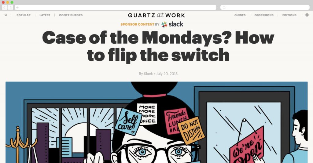 slack on quartz, tips for a productive monday