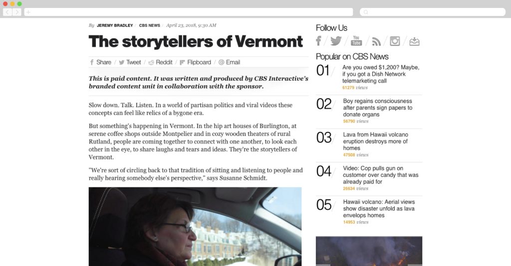 CBS + Toyota: The storytellers of vermont