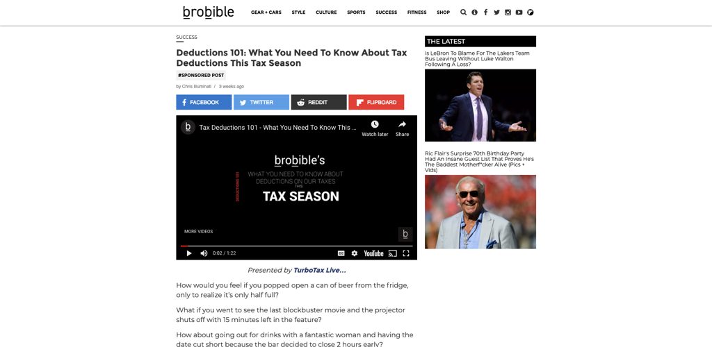 turbotax on brobible with tax deduction advice