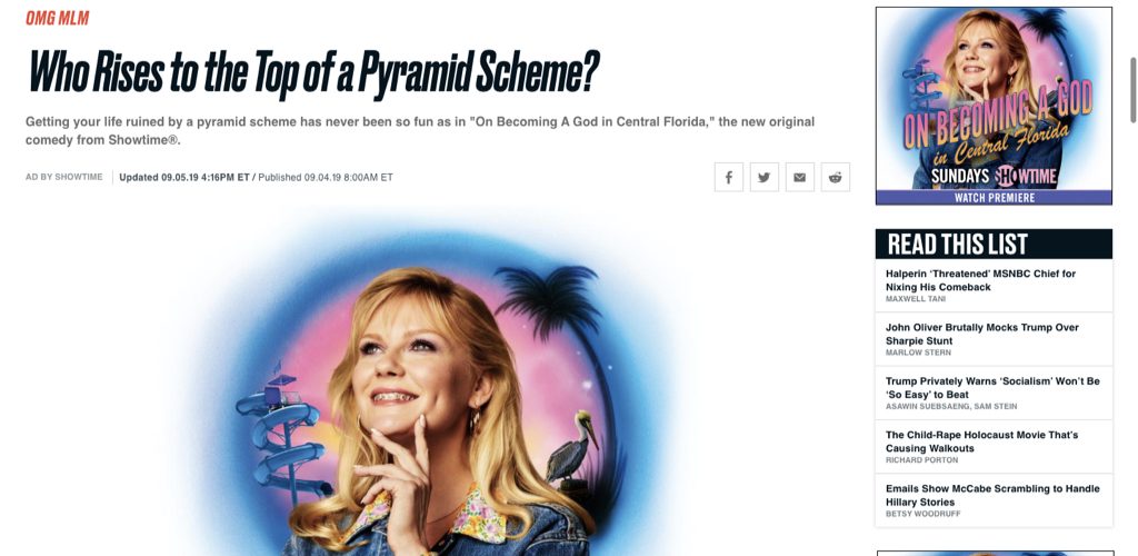 Showtime promotes new show on the daily beast