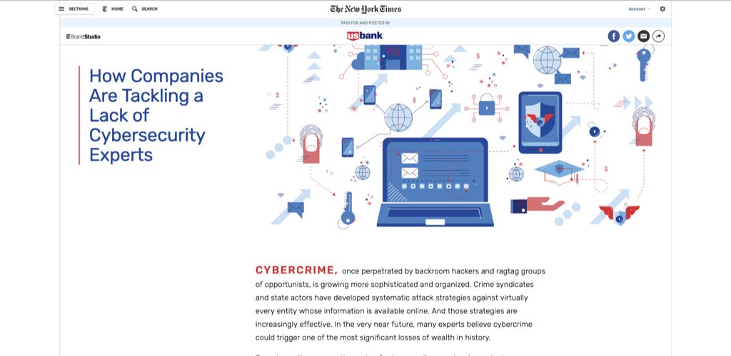 us bank on the new york times regarding cybersecurity