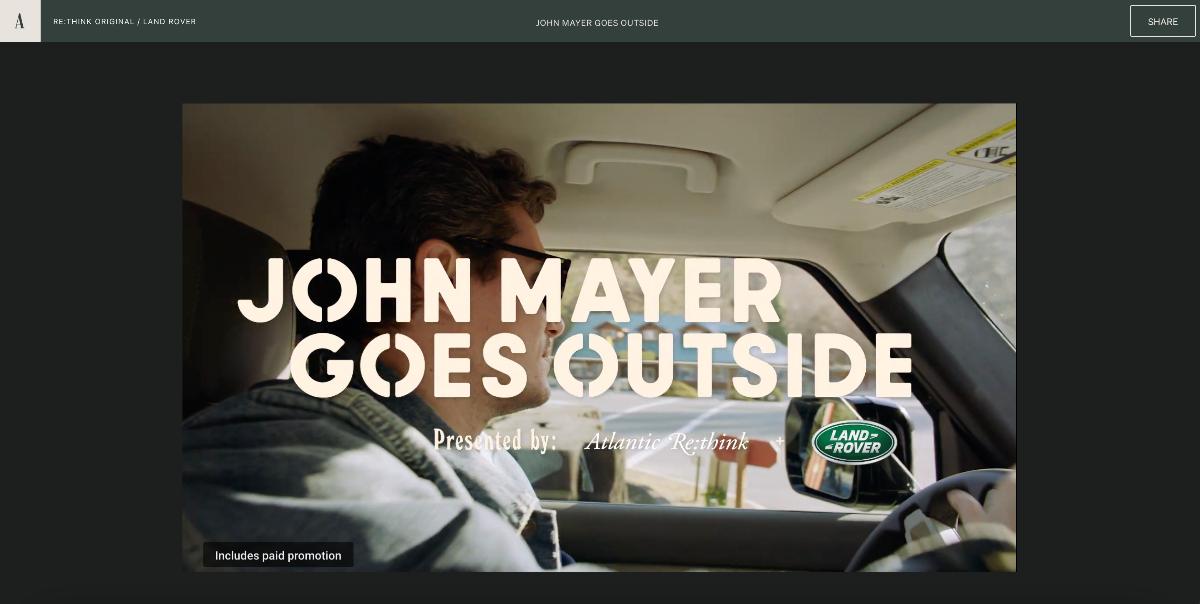 Branded content on The Atlantic by Range Rover